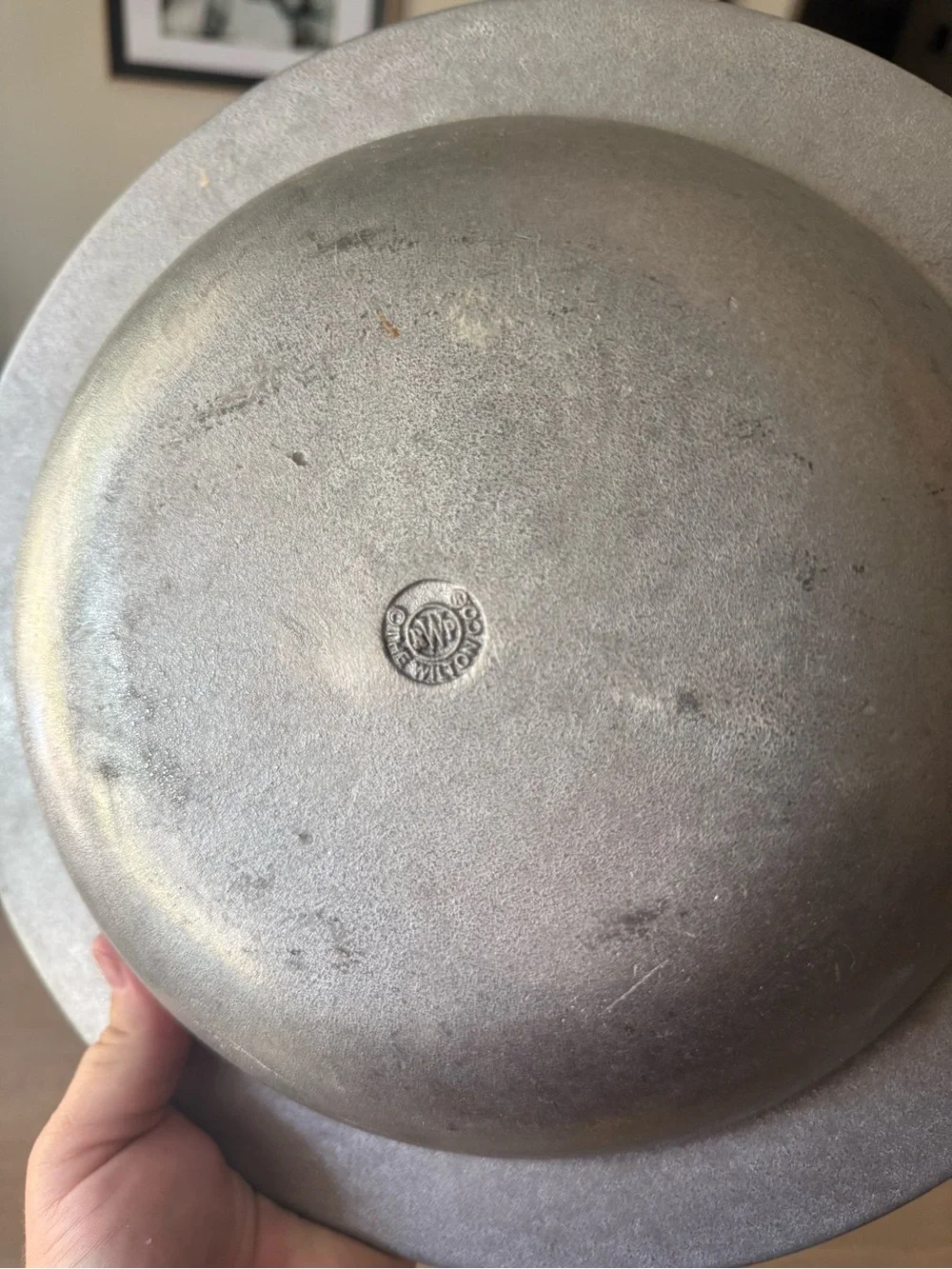 Vintage Wilton Armetale Pewter Bowl Tribal Spiral Zig Zag Etched Wide Rim Silver